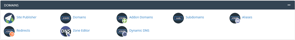 The Domains section of cPanel.