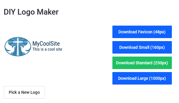 Download options for the DIY Logo Maker.