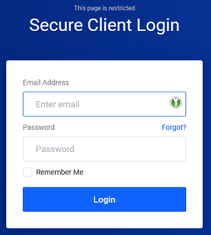 The client area login form with the option to reset your password.