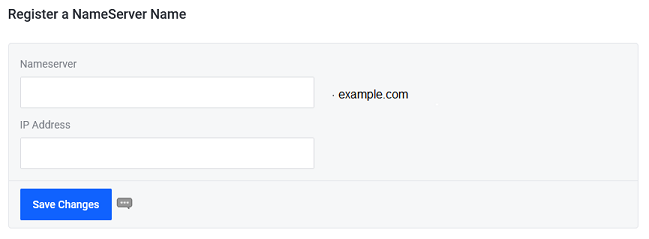 The form used to create a new custom name server.