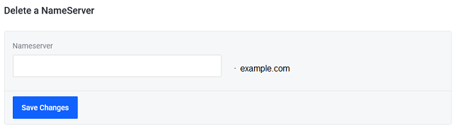 A form where you can delete a custom name server.
