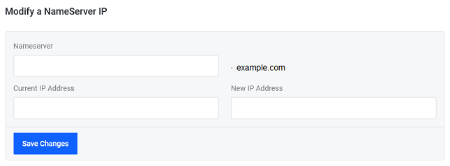 The form where you can edit an existing custom name server.