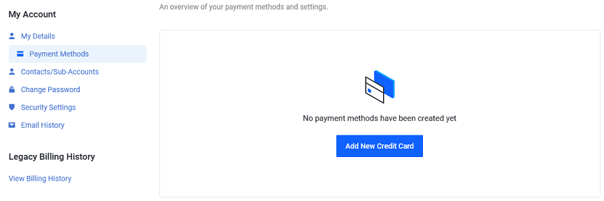 The page where you can update and manage your payment methods.