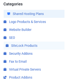 The client area product categories.