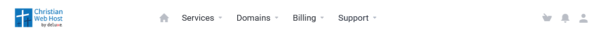 The top menu bar at the top of the screen, containing Services, Domains, Billing and Support.