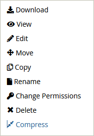 The cPanel file manager right-click menu.