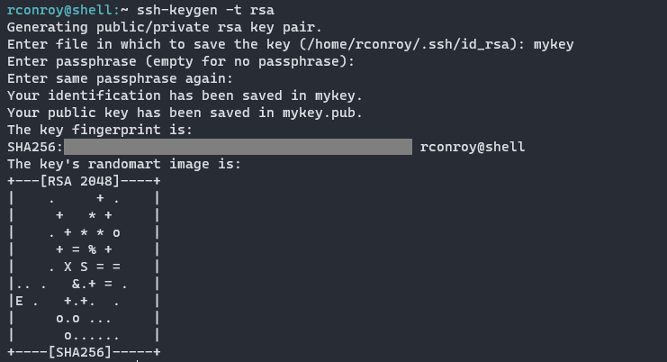 An example of creating a key set in shell.