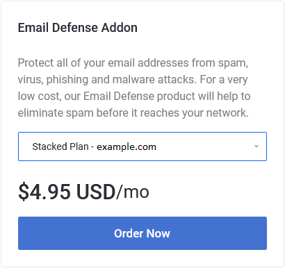 The Email Defense product card.