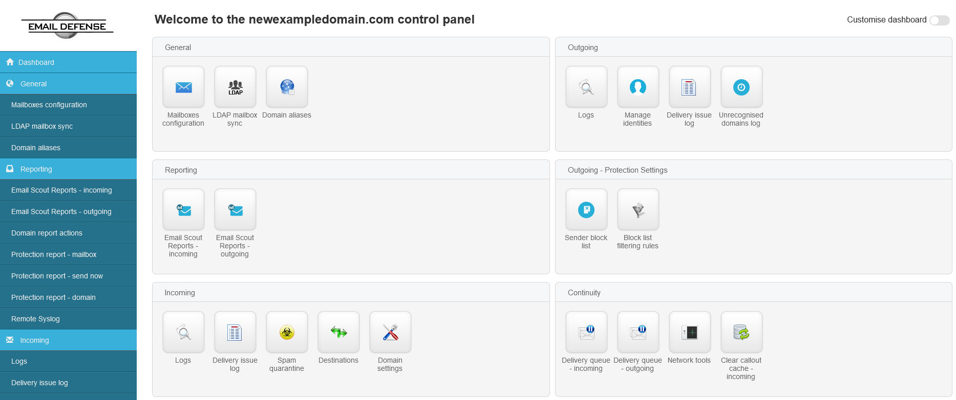 An overview of the Email Defense dashboard.